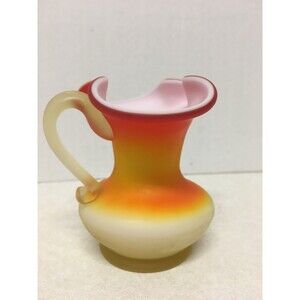 Vintage AMBERINA Red to Yellow  Art Glass Small Pitcher  Kanawha